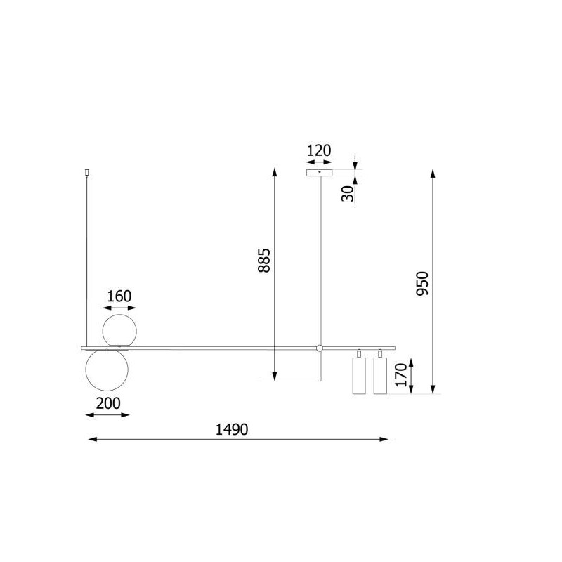 Suspension luminaire DUE G9 + LED 3000K 38 ° CRI90 - noir / blanc