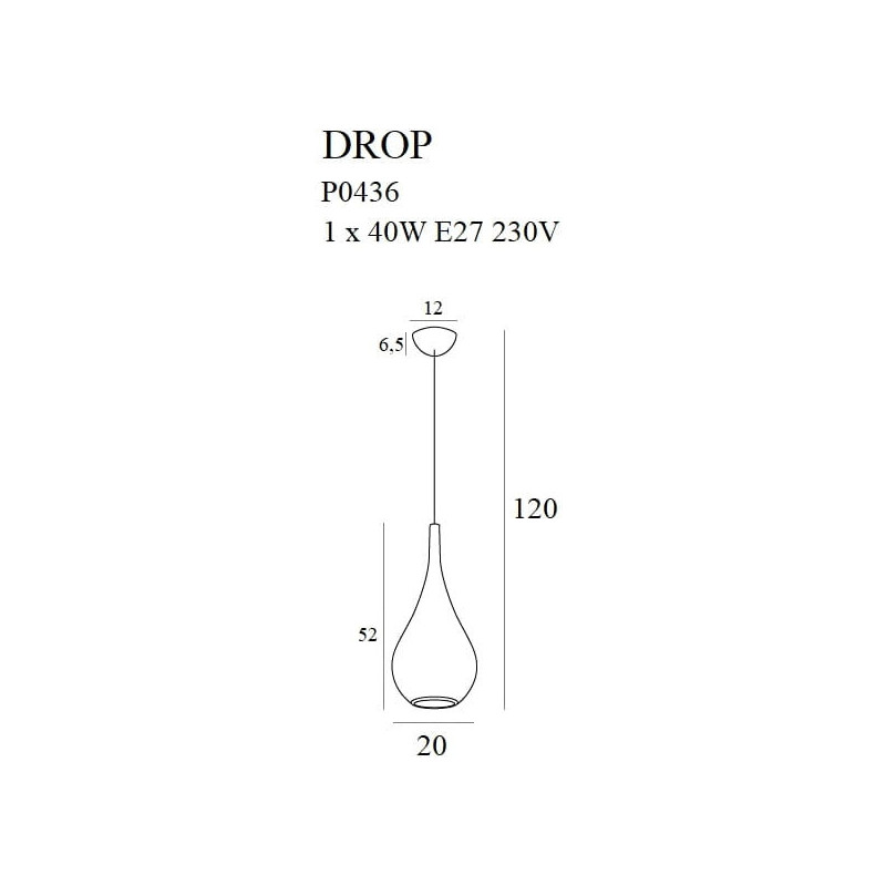 Lampe Suspendue design DROP E27 - or mat