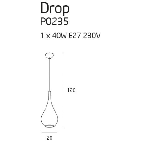 Suspension luminaire design DROP E27 - blanc