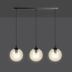 Lampe Suspendue design COSMO 3 BL 3xE14 - noir / miel