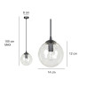 Lampe Suspendue design COSMO 1 BL E14 - noir / fumé