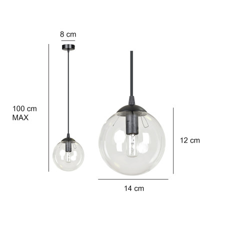 Suspension luminaire design COSMO 1 BL E14 - noir / miel