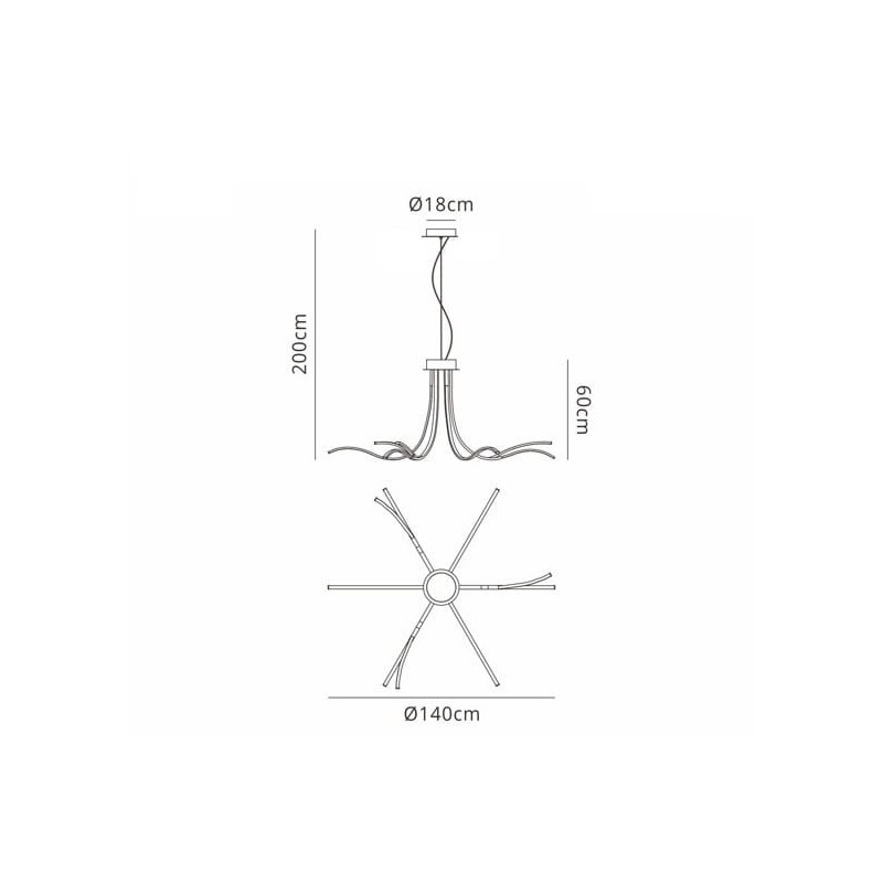 Luminaire Design suspendue CORINTO LED 80W 3000K DIM - chrome