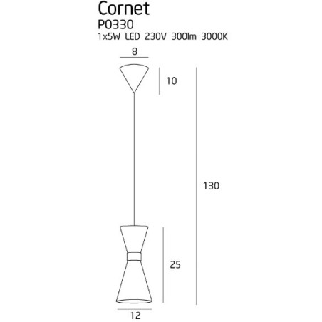 Luminaire Design suspendue CORNET LED 5W 3000K - noir
