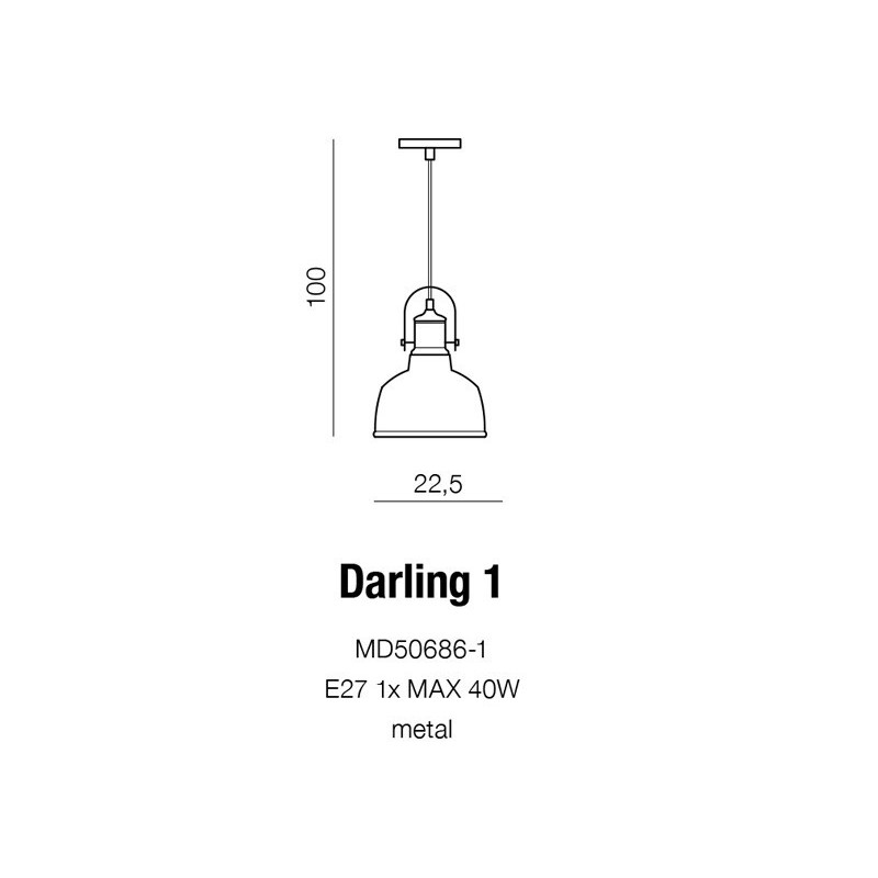 Suspension luminaire design DARLING 1 E27 40W noir