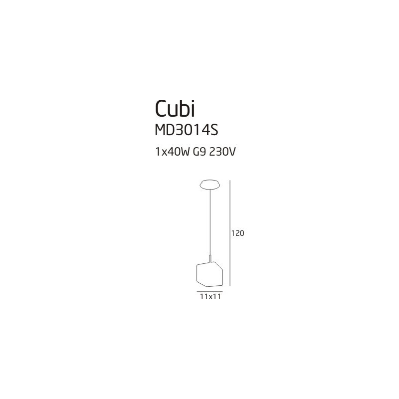 Suspension luminaire design CUBI G9 - chrome / opale