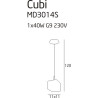 Suspension luminaire design CUBI G9 - chrome / opale