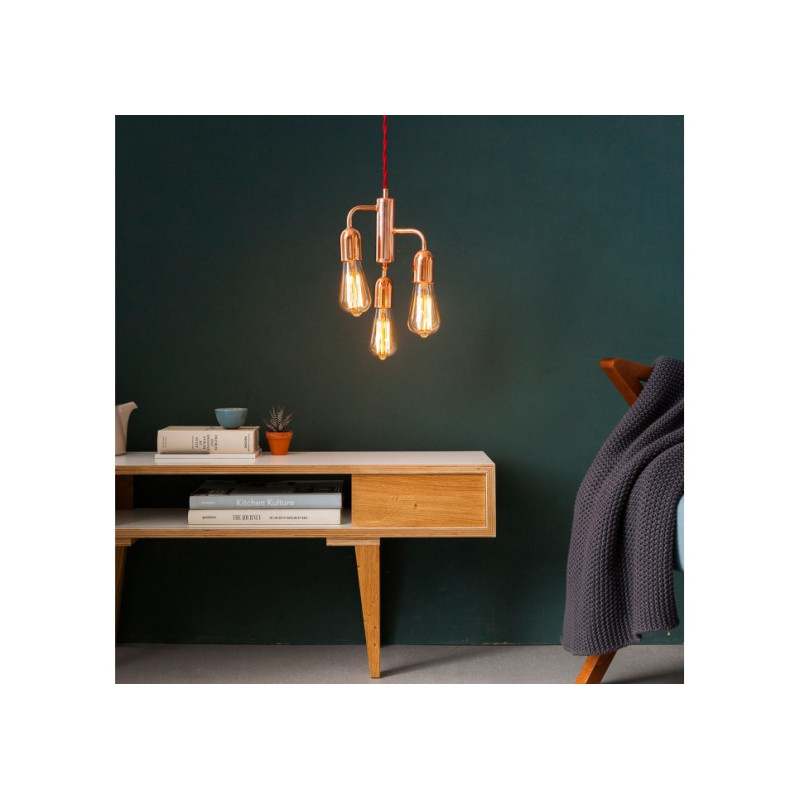 Lampe Suspendue industrielle FUNK Loft 3xE27 - cuivre