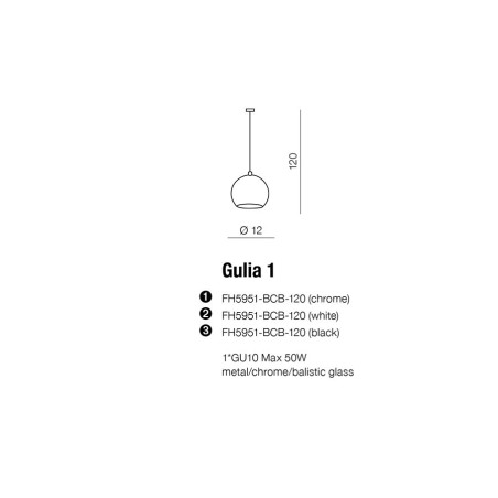 Suspension luminaire Gulia 1 GU10 - chrome