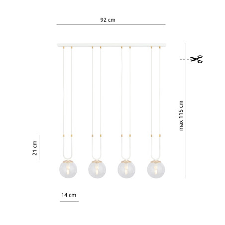 Lampe Suspendue design GLAM 4xE14 - blanc / transparent