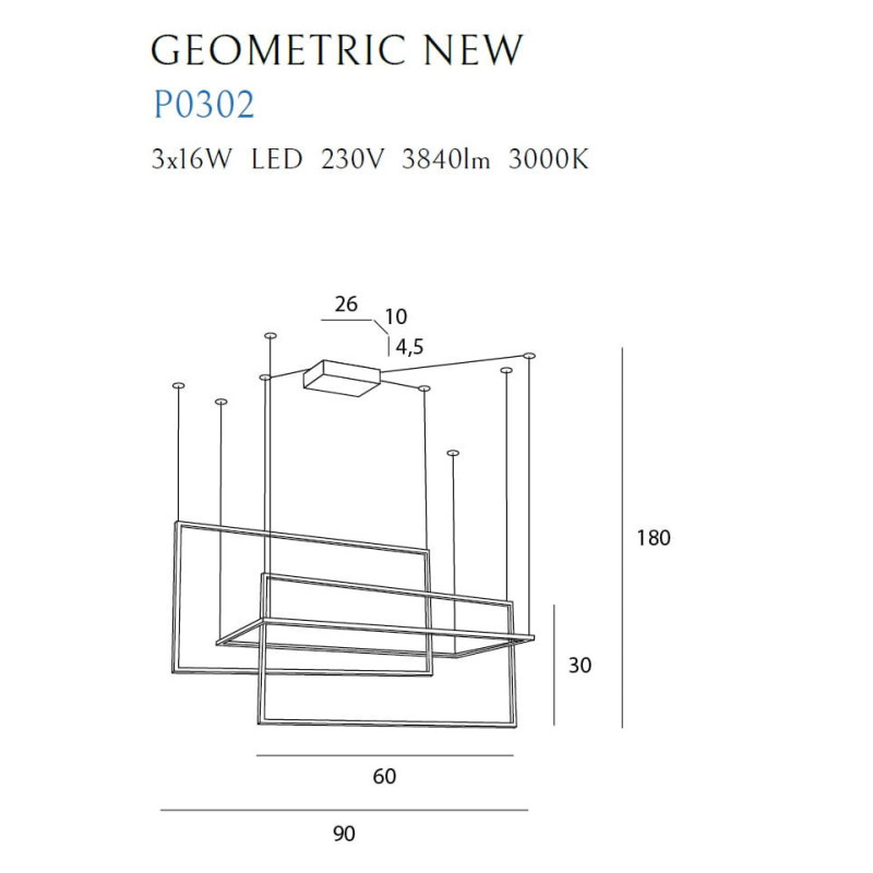 Luminaire Design suspendue GEOMETRIC LED 48W 3000K - blanc