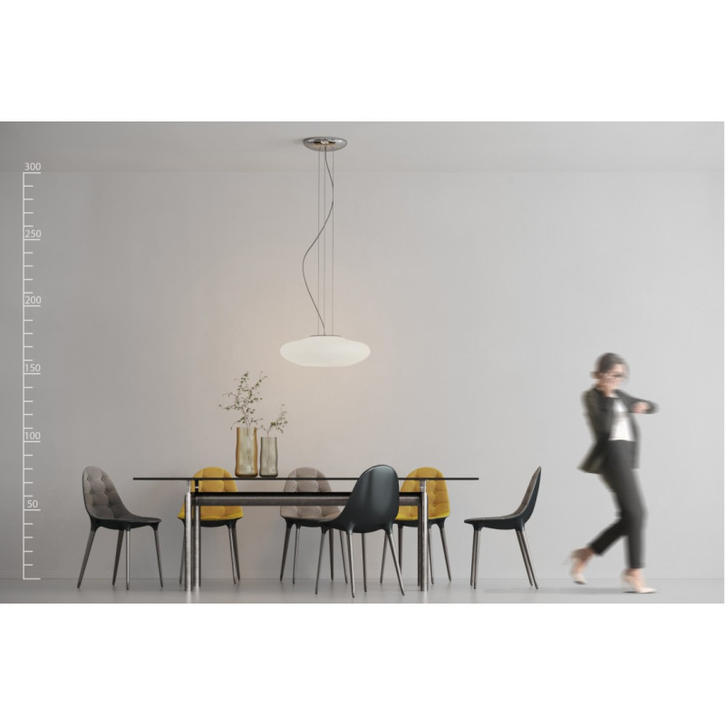 Lampe en suspension abat jour Design PIRES 60 E27 4x60W blanc, chrome