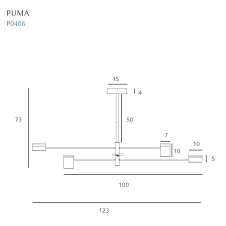 Luminaire Design suspendue PUMA LED 4x7W 3000K - noir / bois