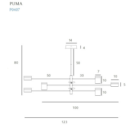Luminaire Design suspendue PUMA LED 6x7W 3000K - noir / bois
