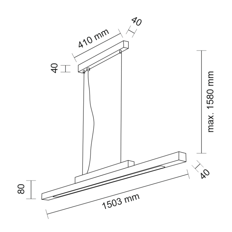 Lampe Design suspendue OTARU 150 cm LED 48W 3000K - noir