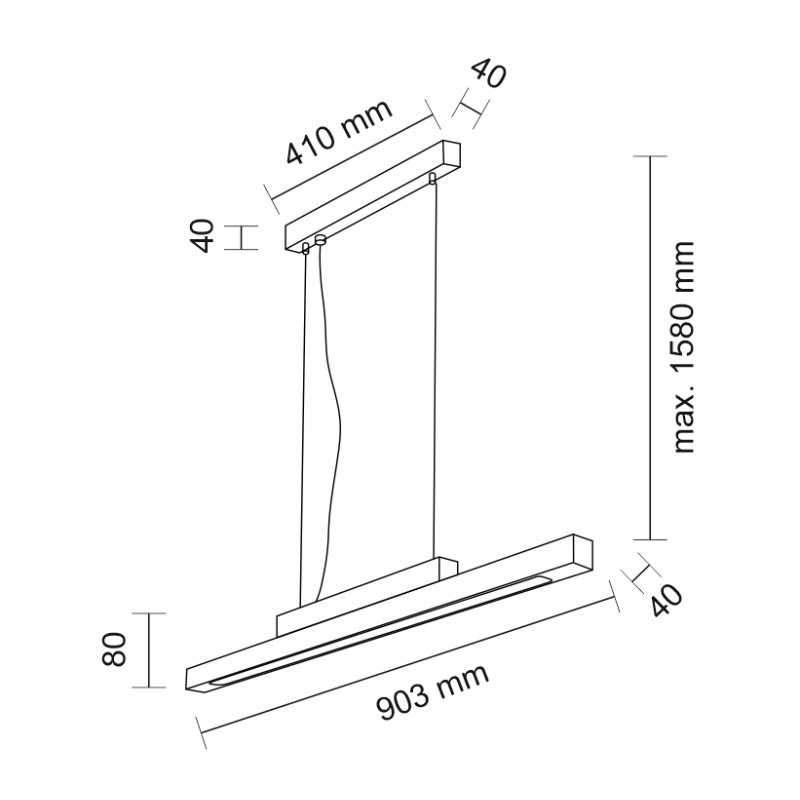 Luminaire Design suspendue OTARU 90cm LED 14W 3000K - noir