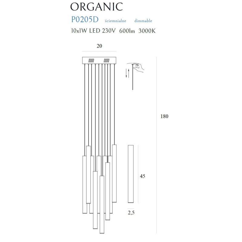 Lampe Design suspendue ORGANIC LED 10W 3000K DIM - cuivre