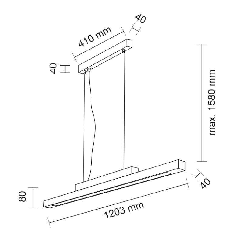 Luminaire Design suspendue OTARU 120cm LED 38,4W 3000K - noir