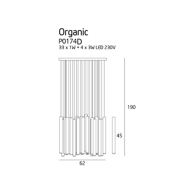 Lampe Design suspendue ORGANIC LED 45W 3000K DIM - cuivre