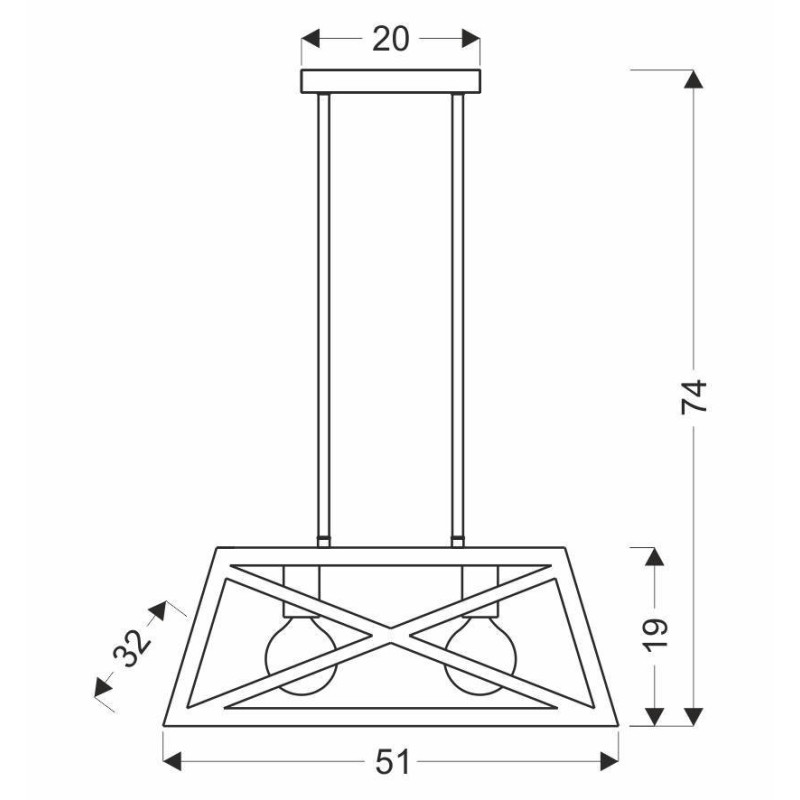 Suspension industrielle ORIGAMI 2xE27 - noir