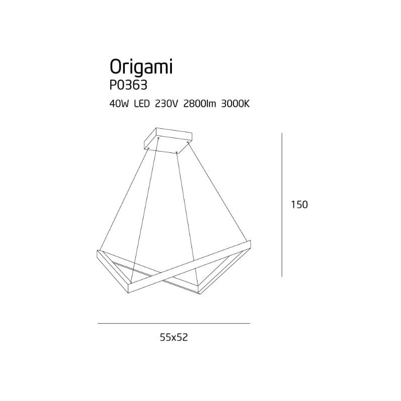 Luminaire Design suspendue ORIGAMI LED 40W 3000K - blanc