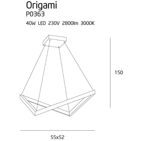 Luminaire Design suspendue ORIGAMI LED 40W 3000K - blanc