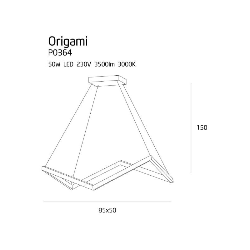 Lampe Design suspendue ORIGAMI LED 50W 3000K - blanc