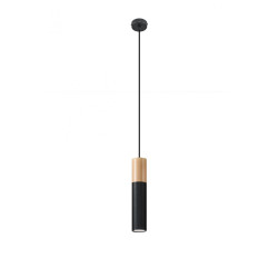 Suspension luminaire PABLO GU10 - noir / bois