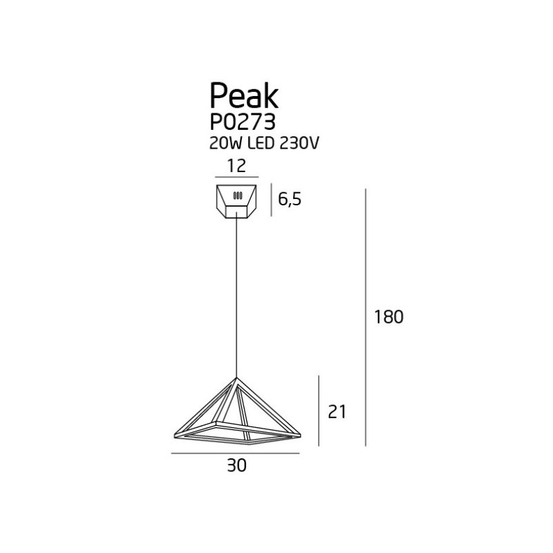 Luminaire Design suspendue PEAK LED 20W 3000K - chrome