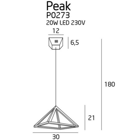 Luminaire Design suspendue PEAK LED 20W 3000K - chrome