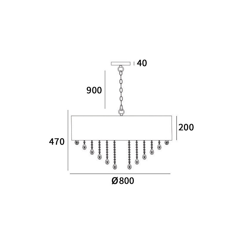 Lampe suspendue SINGAPOUR 9xE14 - blanc Cristal