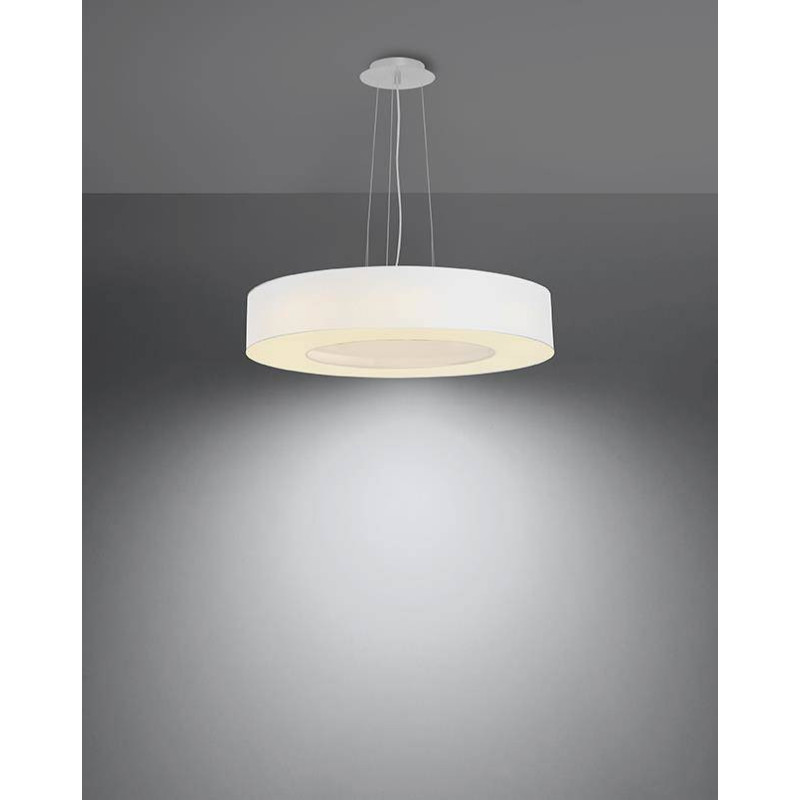 Lampe Suspendue avec abat-jour SATURNO SLIM 50cm 5xE27 - blanc