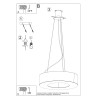 Lampe Suspendue avec abat-jou SATURNO SLIM 90cm 8xE27 - blanc