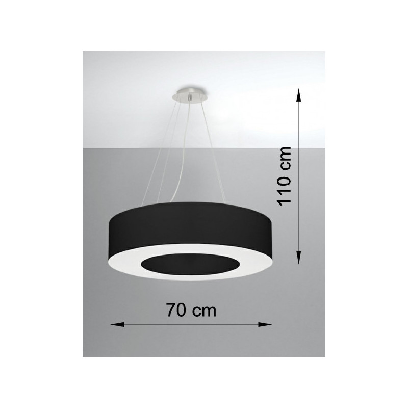 Lampe Suspendue avec abat-jour SATURNO 70cm 6xE27 - noir