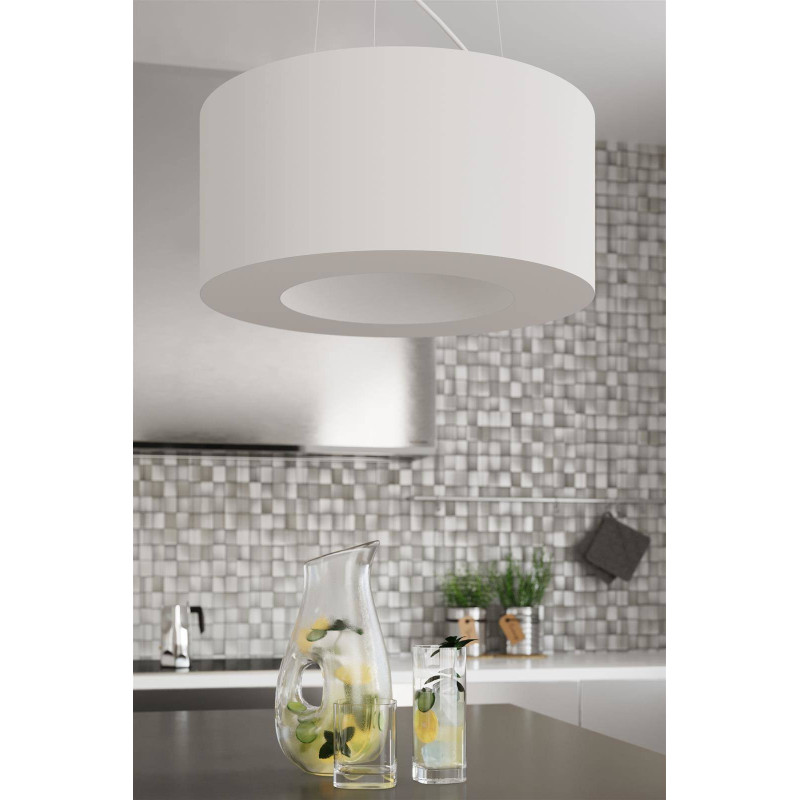 Lampe Suspendue avec abat-jou SATURNO 90cm 8xE27 - blanc