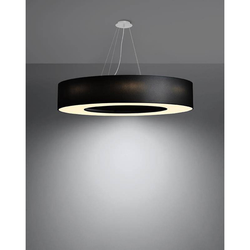 Lampe Suspendue avec abat-jour SATURNO 90cm 8xE27 - noir