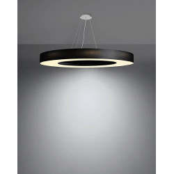 Lampe Suspendue avec abat-jour SATURNO SLIM 90cm 8xE27 - noir