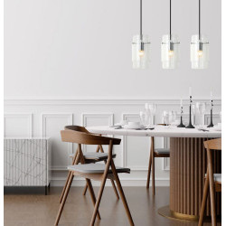 Lampe Suspendue design SAVONA 3 3xE27 - noir / transparent