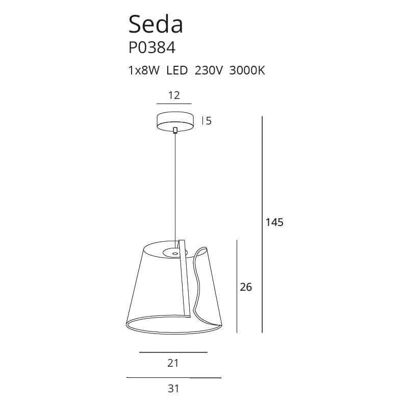 Lampe Design suspendue SEDA LED 8W 3000K - or