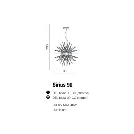 Lampe Suspendue design SIRIUS 90 12xG9 - chrome
