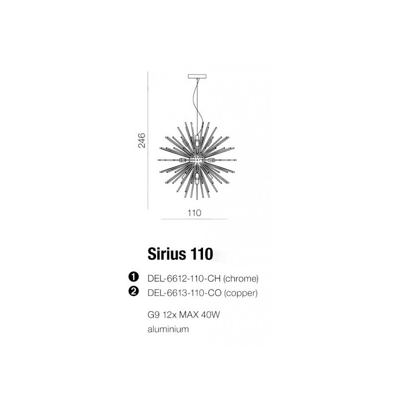 Lampe Suspendue design SIRIUS 110 12xG9 - cuivre