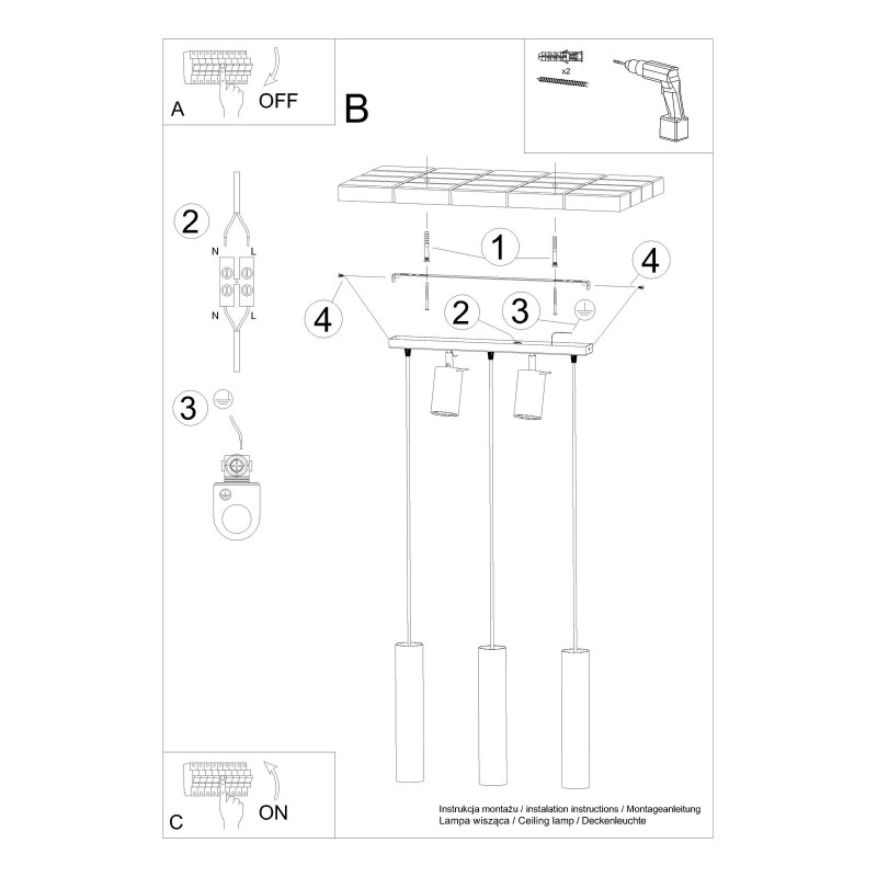 Suspension luminaire design RING 5xGU10 - blanc