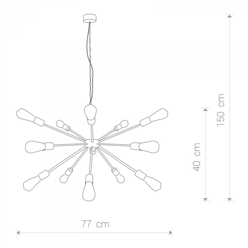 Suspension luminaire ROD 15xE27 - or