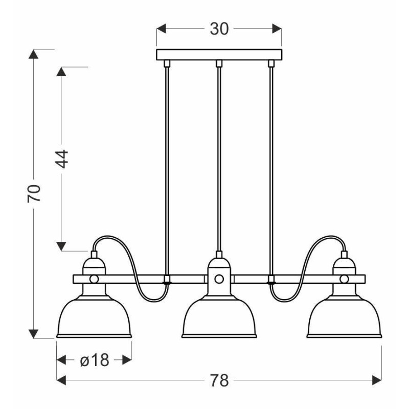 Lampe Suspendue industrielle RENO 3xE27 - noir / cuivre