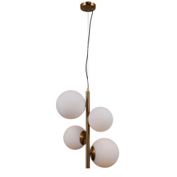 Lampe Suspendue design RIGA 2xE27 + 2xE14 - laiton / blanc