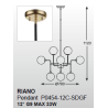 Lampe Suspendue design RIANO 12xG9 or, noir