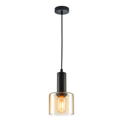 Lampe Suspendue design SANTIA E27 - noir / ambre