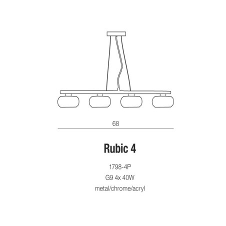 Suspension design RUBIC 4 G9 4x40W chromé