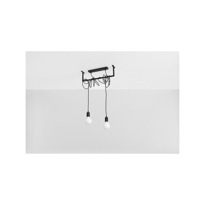 Suspension industrielle Design SALAMANQUE 2xE27 - noir