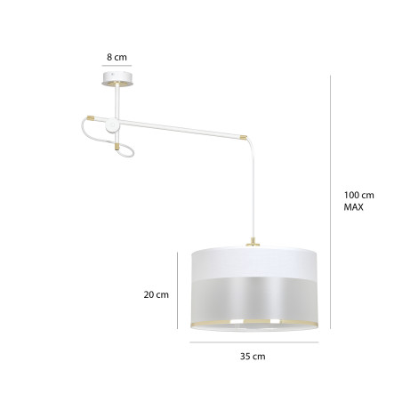 Lampe en suspension abat jour Design MONOLIT 1 BLANC 1xE27 - blanc